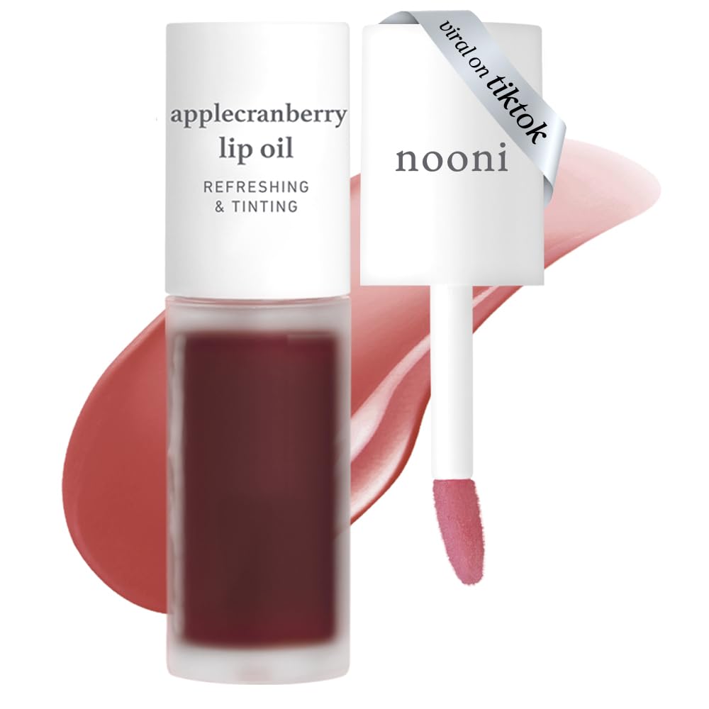 NOONI Korean Lip Oil - Applepeony | Long-Lasting, Moisturizing, Plumping, Revitalizing for Dry Lips, Waterproof, No Peel Off, Hydrating Lip Stain, Stocking Stuffers, Cute Stuff, 0.12 FL Oz