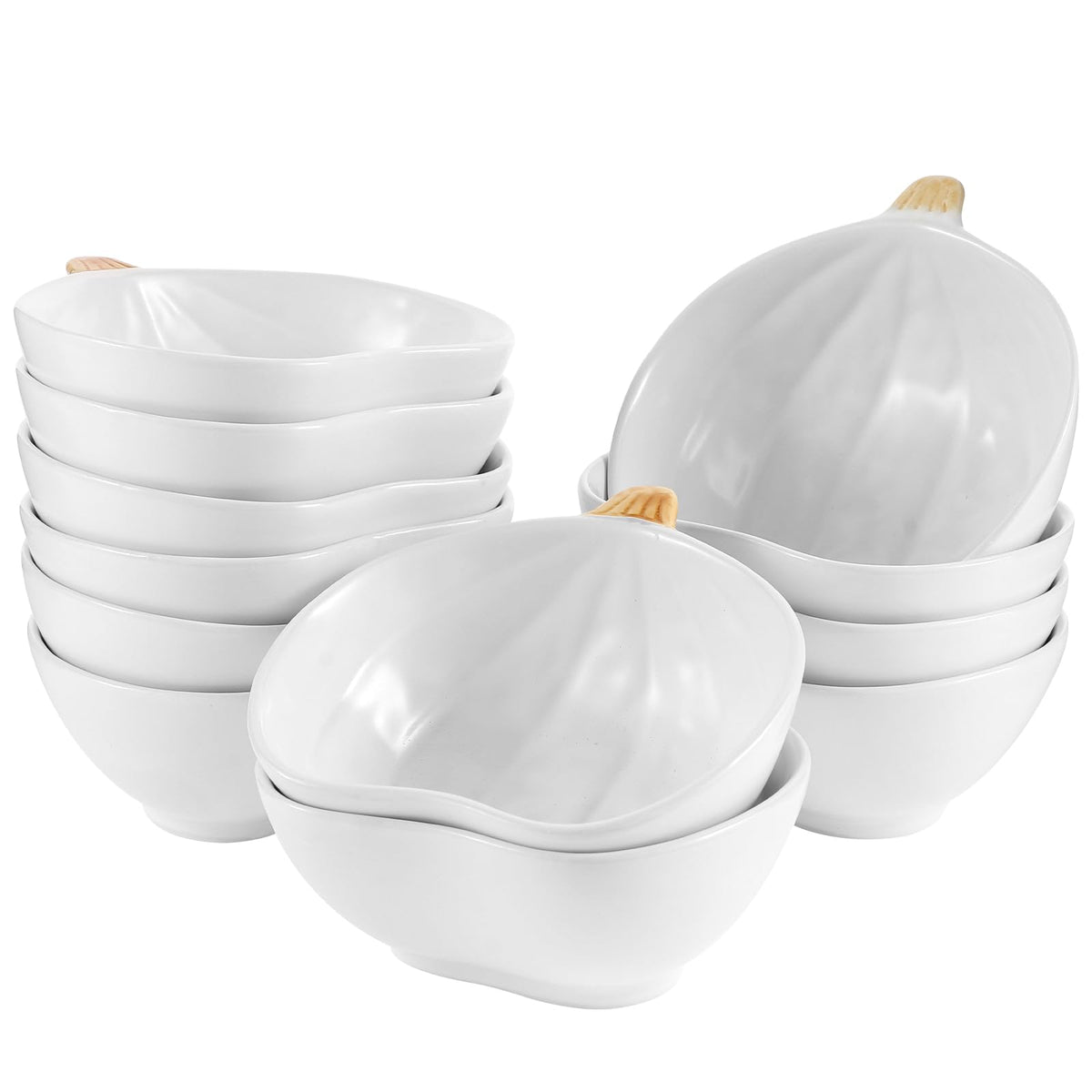 Kolewo4ever 12 Pieces Fall Bowls Ceramic Pumpkin Bowl 6 Ounces Ramekins Small Pumpkin Shaped Bowls Dinnerware Decoration for Fall Thanksgiving Serving Dip, Sauce, Condiments,Snack (Yellow)