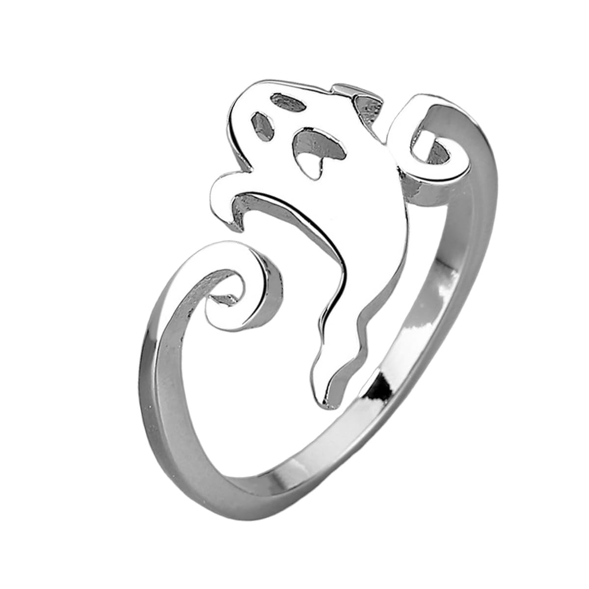 Halloween Black Witch Hat Ghost Band Rings for Women Silver Plated Adjustable Pumpkin Broom Witch Open Wrap Finger Ring Expandable Comfort Fit Fashion Holiday Jewelry for Theme Party