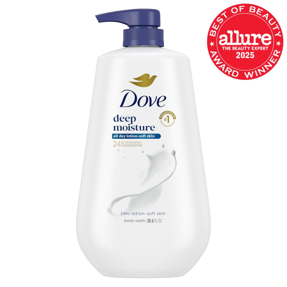 Dove 24hr Lotion Body Wash Deep Moisture, 30.6 oz | Moisturizing body wash with MicroMoisture technology for 24-hour hydration and lotion-soft skin