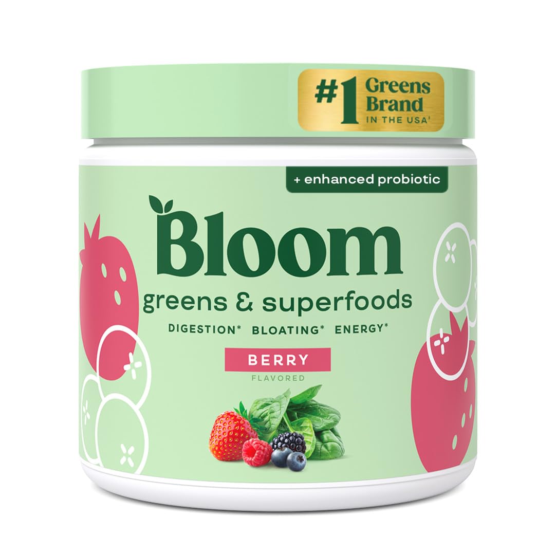 Bloom Nutrition Superfood Greens Powder, Digestive Enzymes with Probiotics and Prebiotics, Gut Health, Bloating Relief for Women, Chlorella, Green Juice Mix with Beet Root Powder, 30 SVG, Original