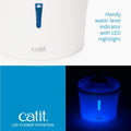 Catit LED Flower Fountain with Triple Action Filter, Cat Drinking Water Fountain, Blue, 3 L