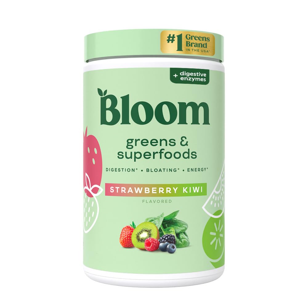 Bloom Nutrition Superfood Greens Powder, Digestive Enzymes with Probiotics and Prebiotics, Gut Health, Bloating Relief for Women, Chlorella, Green Juice Mix with Beet Root Powder, 30 SVG, Original
