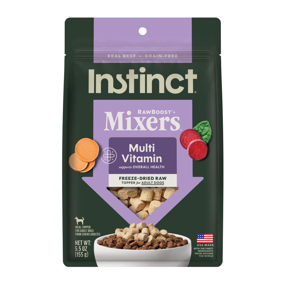 Instinct RawBoost Mixers, Freeze Dried Dog Food Topper, Grain-Free Recipe - All Natural Beef, 14 oz. Bag