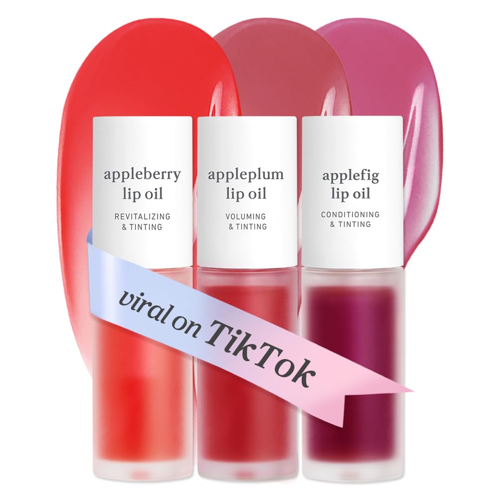 NOONI Korean Lip Oil - Applepeony | Long-Lasting, Moisturizing, Plumping, Revitalizing for Dry Lips, Waterproof, No Peel Off, Hydrating Lip Stain, Stocking Stuffers, Cute Stuff, 0.12 FL Oz