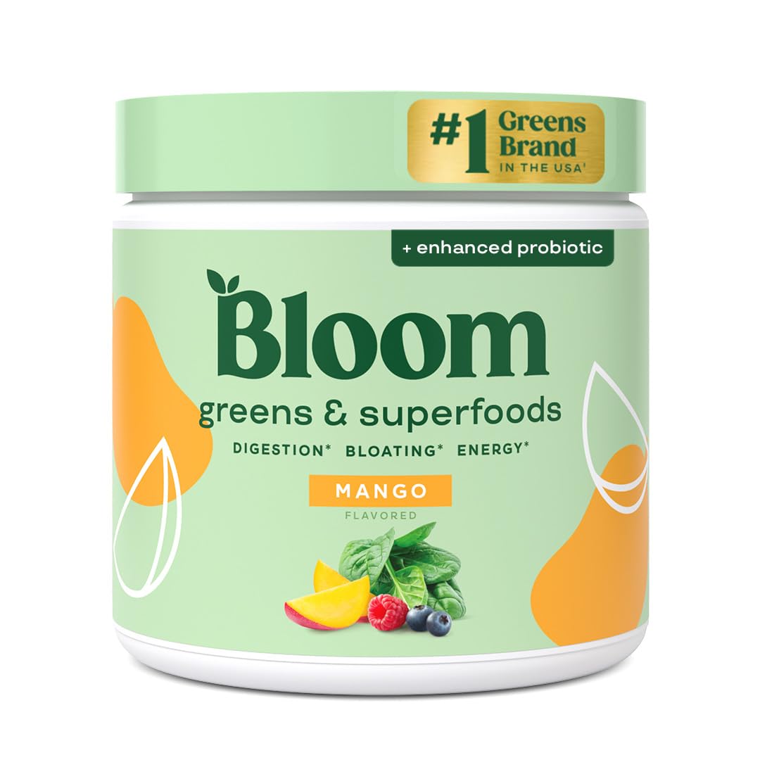 Bloom Nutrition Superfood Greens Powder, Digestive Enzymes with Probiotics and Prebiotics, Gut Health, Bloating Relief for Women, Chlorella, Green Juice Mix with Beet Root Powder, 30 SVG, Original