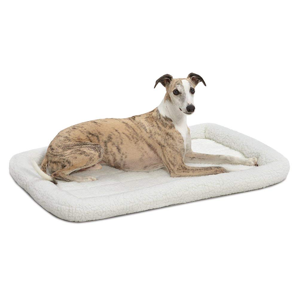 MidWest Homes for Pets QuietTime Dog Bed - White Fleece Bolster, Ultra-Soft and Machine Washable, Fits 42-Inch Crates and Carriers, for Large Breed Dogs