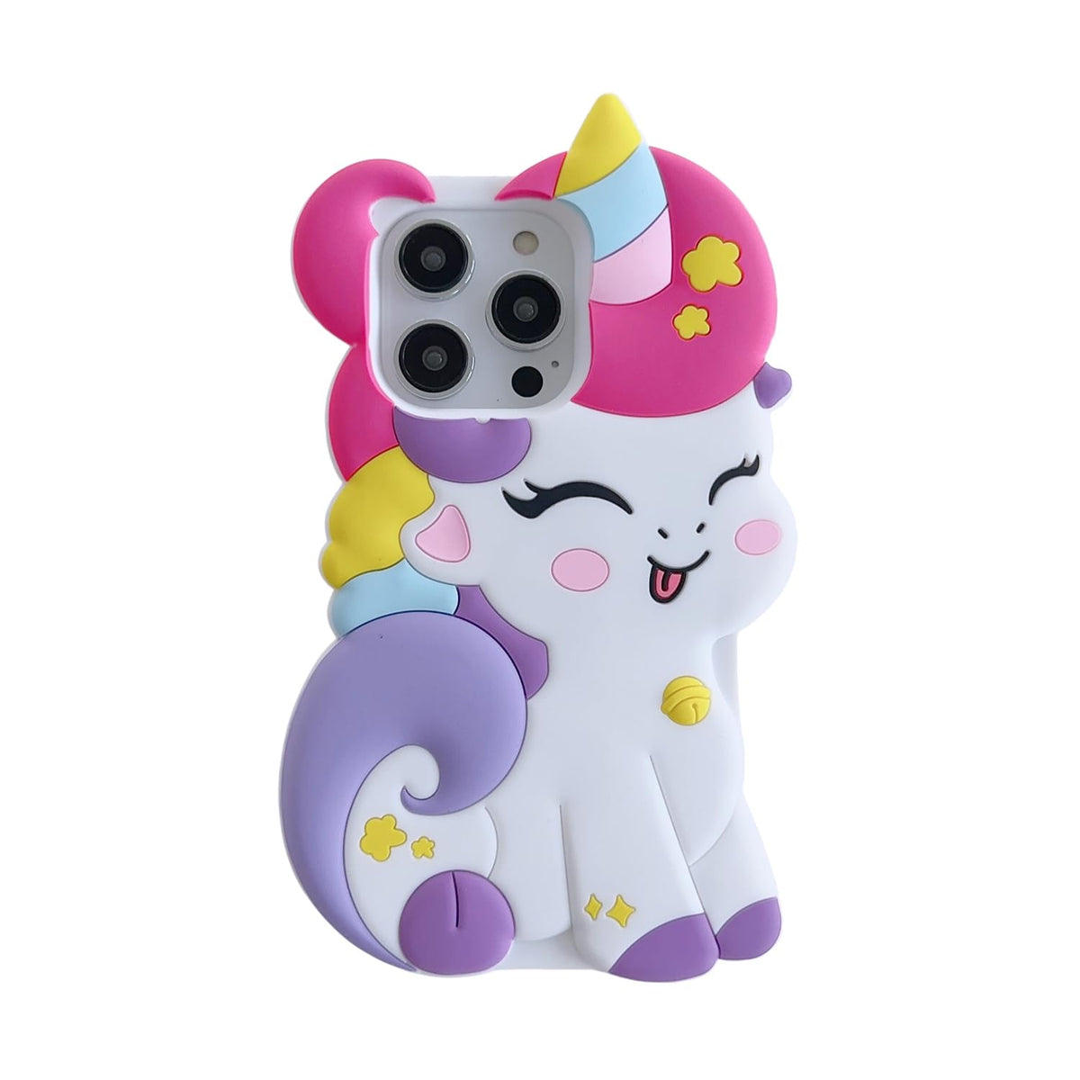 3D Cute Unicorn Soft Case for iPhone 13/iPhone 14 6.1 inch, 3D Cute Cartoon Kawaii Fashion Character Unicorn Horse Shape Kids Girls Women Soft Silicone Case