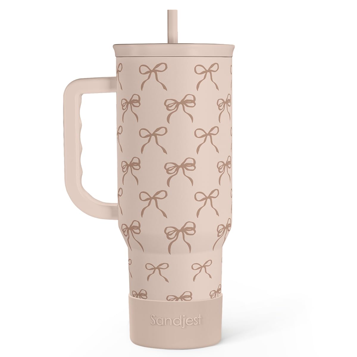 SANDJEST Pumpkin Tumbler with Handle and Straw 40oz – Stainless Sleel Slider Tumbler Travel Coffee Mug for Women - Gift Idea for Fall Autumn Halloween