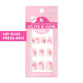 Olive & June Super Stick Press-On Nails, Gelato Pink, Short, Round | No glue needed; 32 non-toxic tab nails in 16 sizes, easy on-off, non-damaging, 7-day wear; salon-quality mani at home