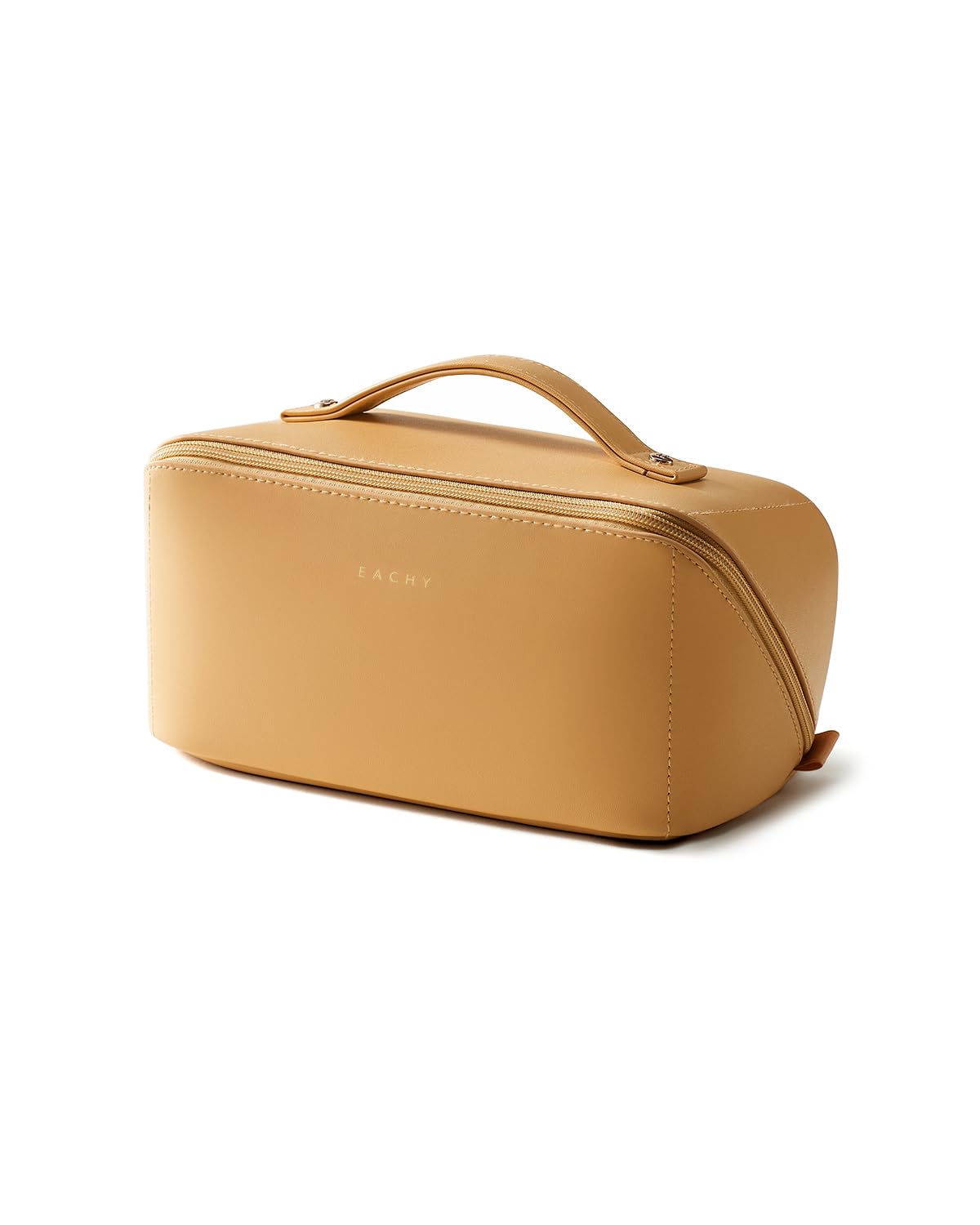 EACHY Travel Makeup Bag, Large Capacity Cosmetic Bag for Women, Waterproof PU Leather, Flat Open Portable Toiletry Bag for Skincare, Brushes & Travel Essentials
