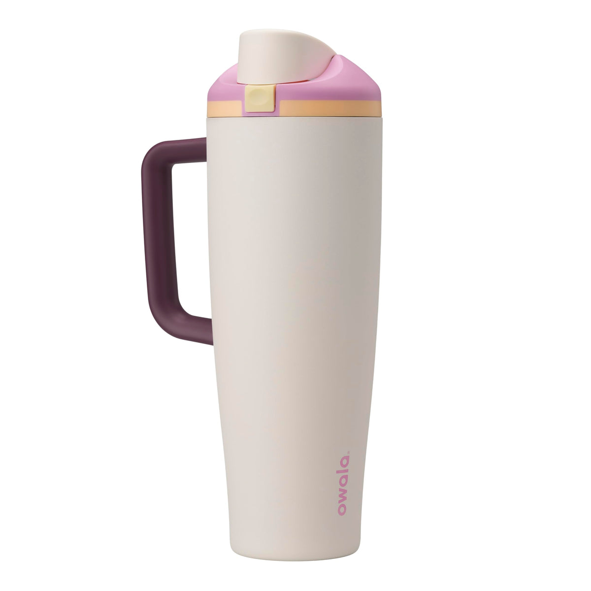 Owala FreeSip Tumbler Insulated Stainless Steel Water Bottle with Built-in Straw and Side Handle, For Travel, Work, School, and Sports, 40oz, BPA Free, Leak Proof, Strawberry Fields