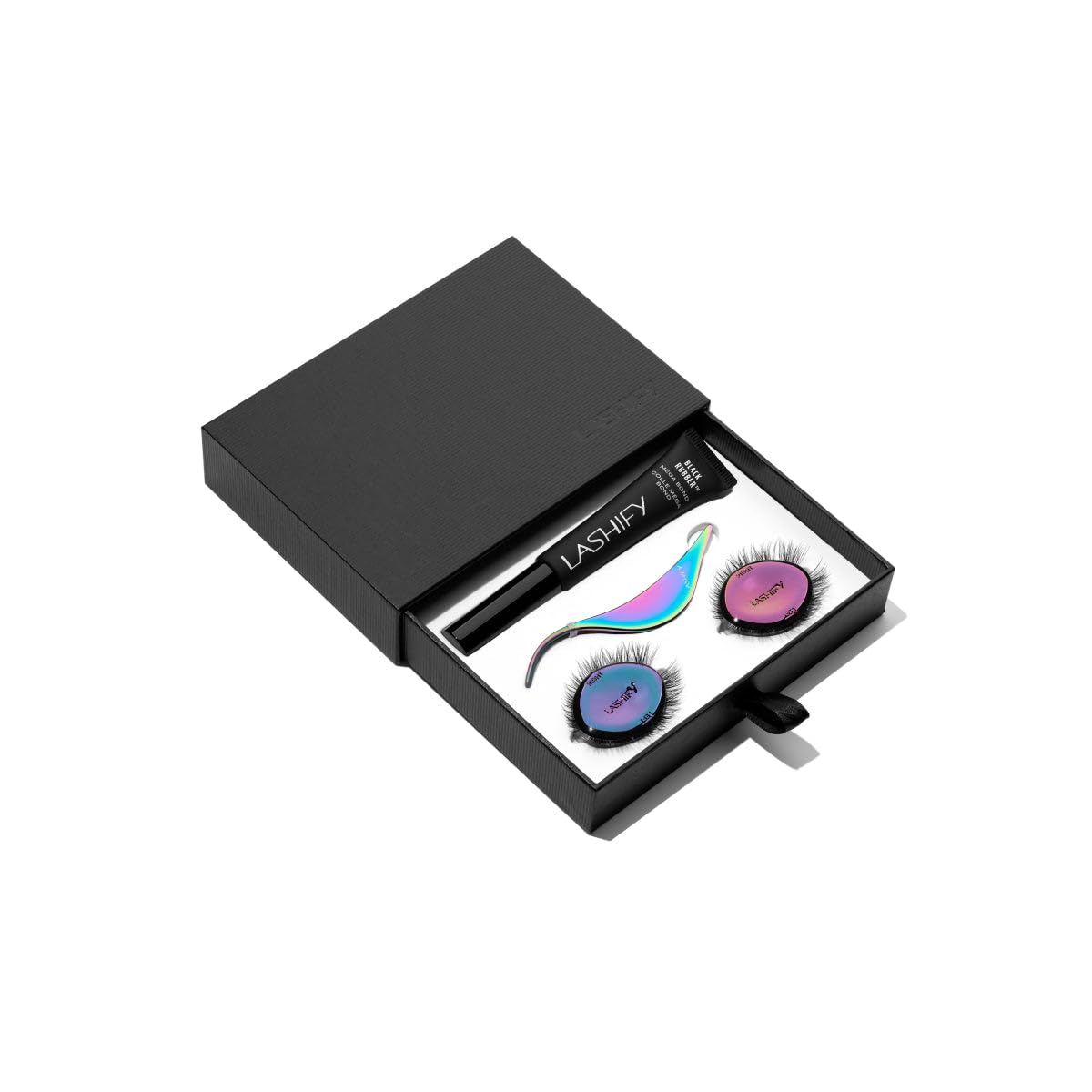 Lashify Trial Kit DIY lash extension starter kit with Black Rubber™ Mega Bond, 2 Pre-Mapped Gossamer® Lashes, and Birdie Wand™