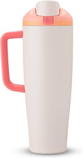 Owala FreeSip Tumbler Insulated Stainless Steel Water Bottle with Built-in Straw and Side Handle, For Travel, Work, School, and Sports, 40oz, BPA Free, Leak Proof, Strawberry Fields