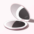 Fancii Taylor LED Lighted Travel Makeup Mirror, Rechargeable with 10x/1x Magnifying & 3 Light Settings - Compact, Portable, Large 5” Wide Hand Mirror for Handbag and Purses (Rose Gold)