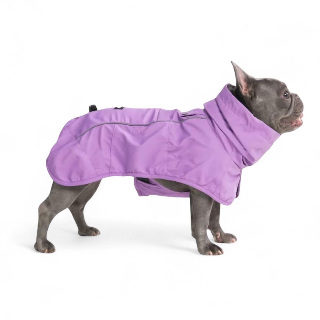 Spark Paws Dog Raincoat, Waterproof Windproof Rain Jacket, for Small Medium Large Extra Large Dogs, Reflective Breathable Full-Body Coverage Dry Suit - Neon White Navy Blue, 2XL