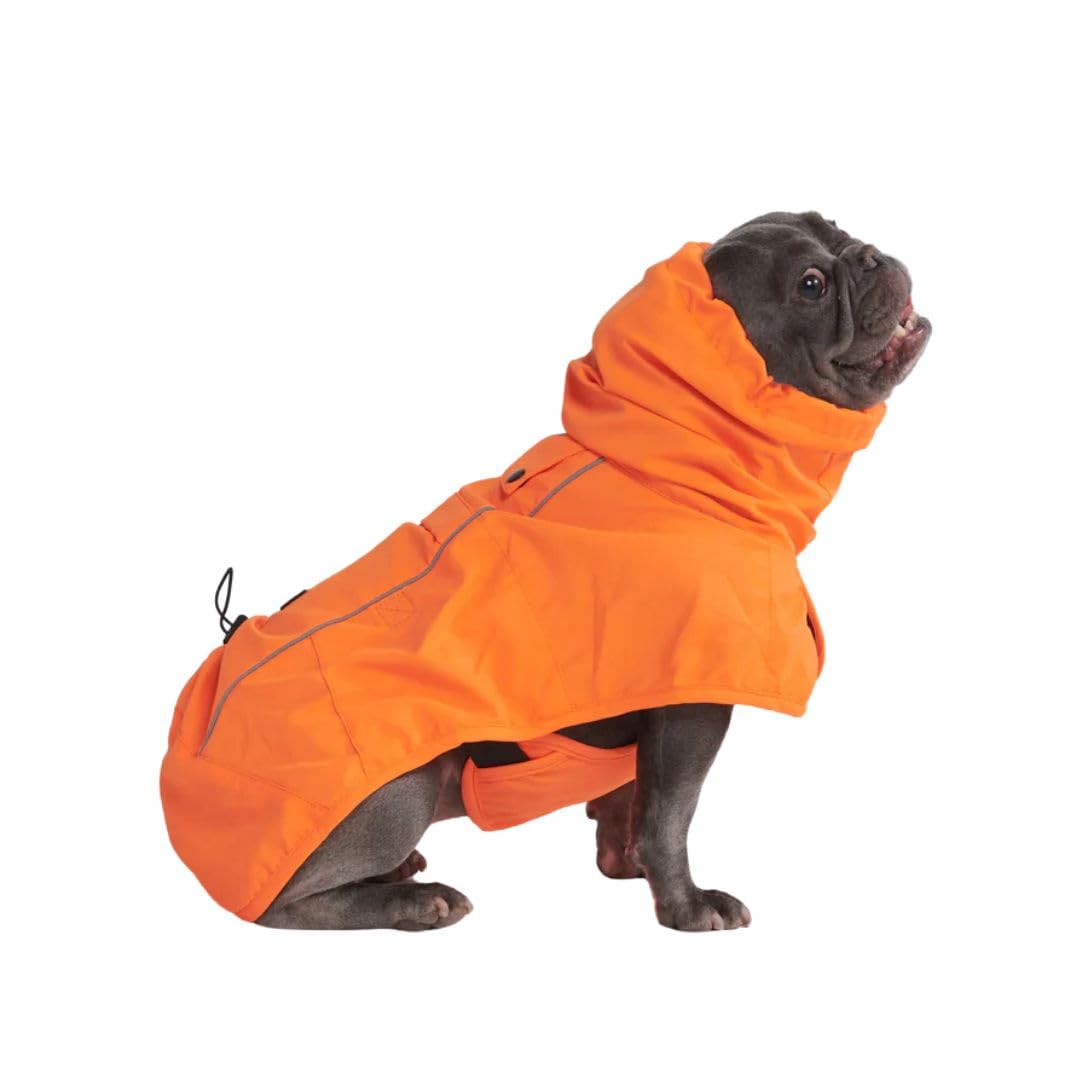 Spark Paws Dog Raincoat, Waterproof Windproof Rain Jacket, for Small Medium Large Extra Large Dogs, Reflective Breathable Full-Body Coverage Dry Suit - Neon White Navy Blue, 2XL