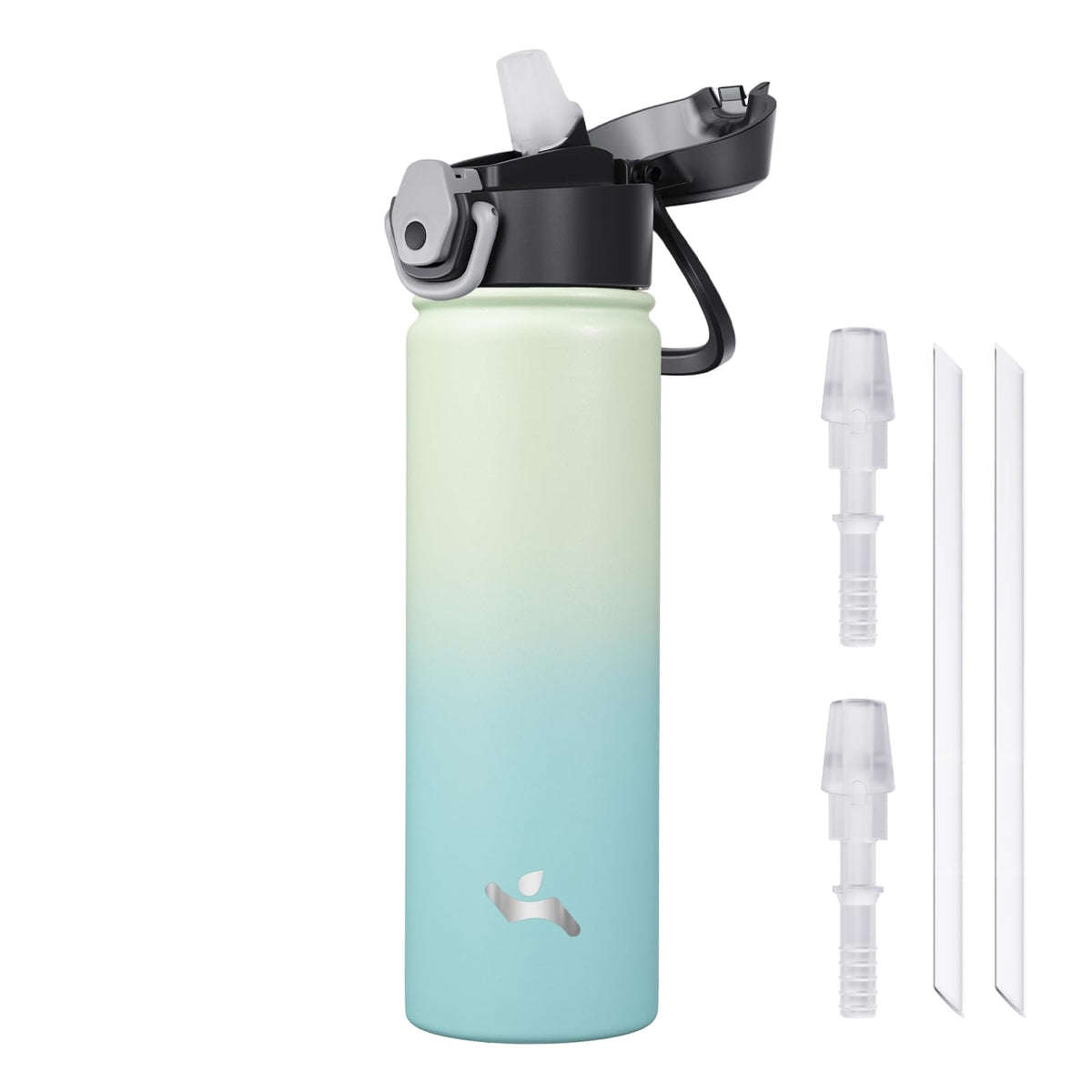 Konokyo 18 oz Insulated Water Bottle with Straw Lid, Stainless Steel Vacuum Sports Water Bottle, Leak-Proof Reusable Metal Flask with Carry Loop, BPA-Free Travel Bottle for Gym, School, Office