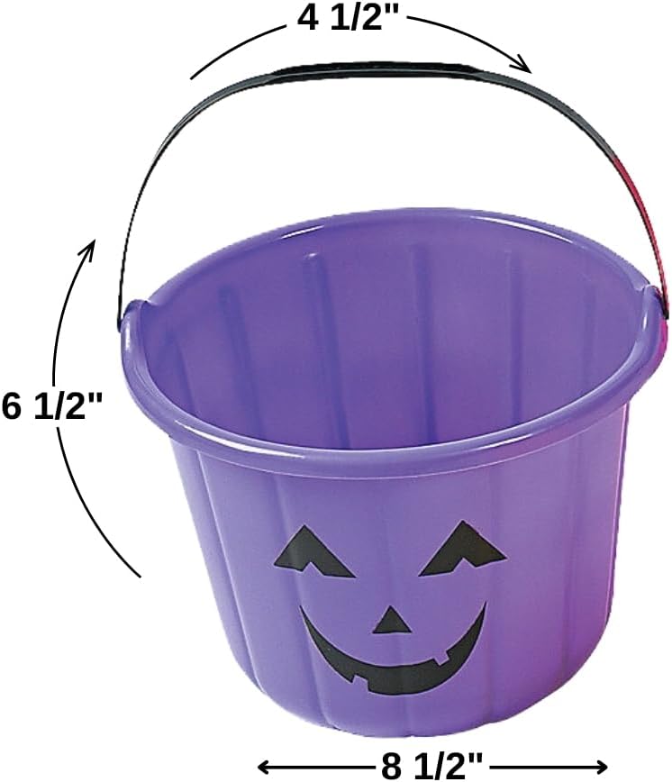 Fun Express Halloween Plastic Pumpkins Jack O Lantern Bucket Set of 12
