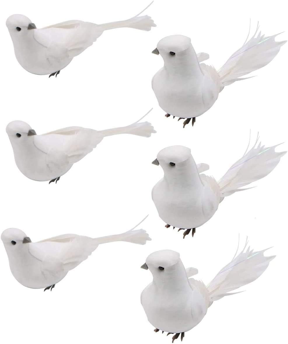 UWIOFF 12 Pcs Artificial White Dove Birds Clip On Christmas Tree Ornament