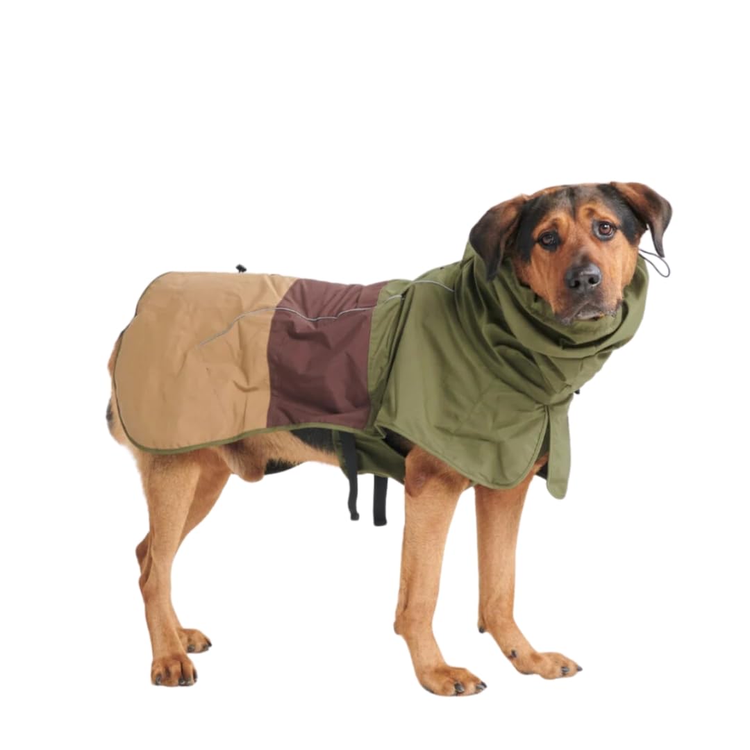 Spark Paws Dog Raincoat, Waterproof Windproof Rain Jacket, for Small Medium Large Extra Large Dogs, Reflective Breathable Full-Body Coverage Dry Suit - Neon White Navy Blue, 2XL
