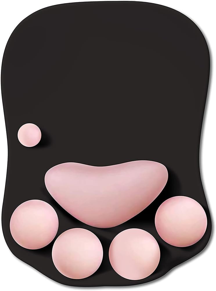 WESAPPINC Cat Paw Mouse Pad with Wrist Support Soft Silicone Wrist Rests Non Slip Ergonomic Mousepad for Office Computer Gaming Desk Decor (10.7x7.8x0.9'') (Black Cherry), large
