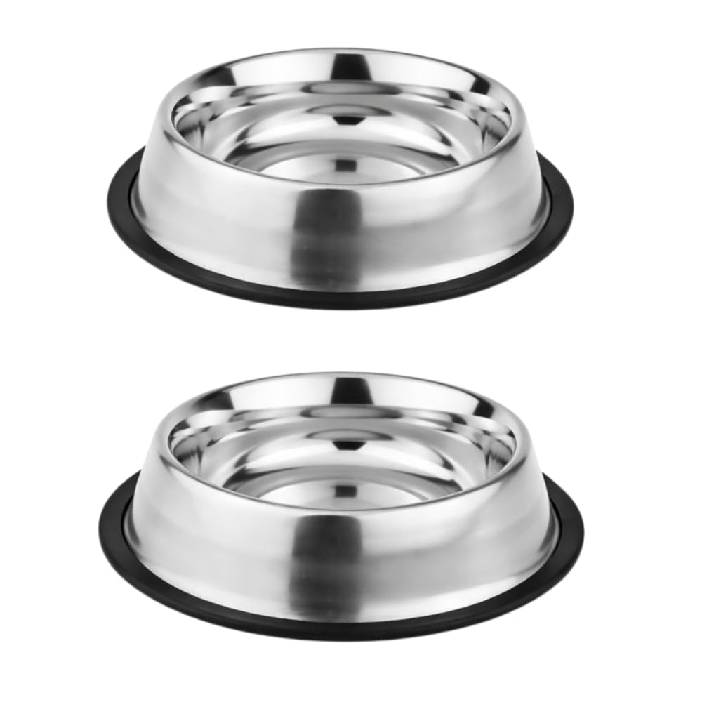 2Pc Stainless Steel Dog Bowls Set - Non-Slip Food and Water Bowl 16 Oz - Dishwasher-Safe, Rust Resistant Steel Pet Bowls for Small Dogs & Puppies | Durable Dog Feeding Bowl - Orange