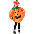 Halloween Pumpkin Costume for Kids 3PCS Set with Hat and Bag