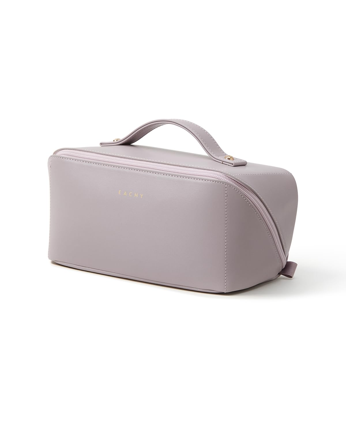 EACHY Travel Makeup Bag, Large Capacity Cosmetic Bag for Women, Waterproof PU Leather, Flat Open Portable Toiletry Bag for Skincare, Brushes & Travel Essentials