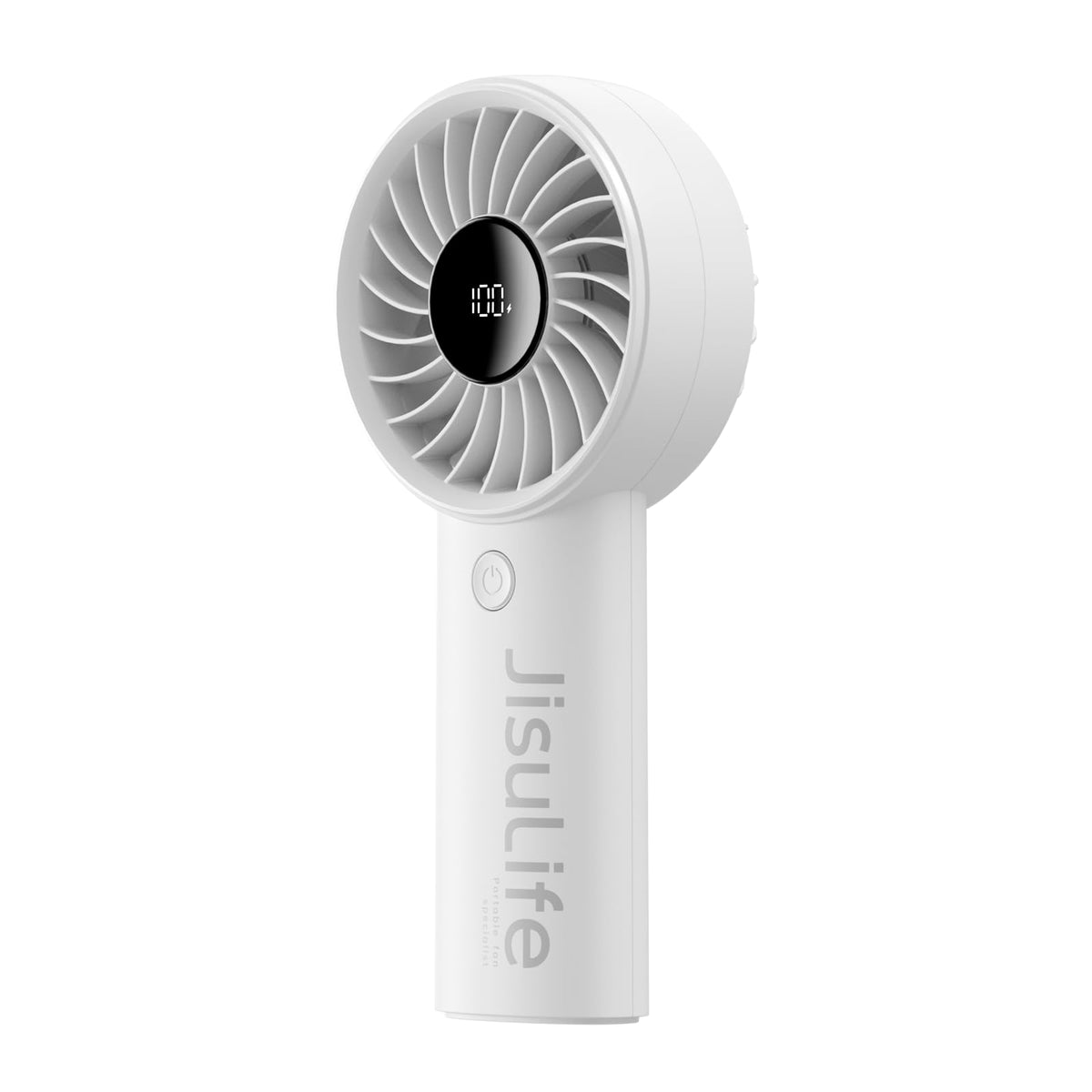 JISULIFE Handheld Portable Fan, 5000mAh Stronger and Longer-Lasting Battery | 5 Speeds, 12-Blade Turbo For Powerful Wider Wind, LED Display, Rechargeable Personal Fan for Travel Concerts Makeup-Black