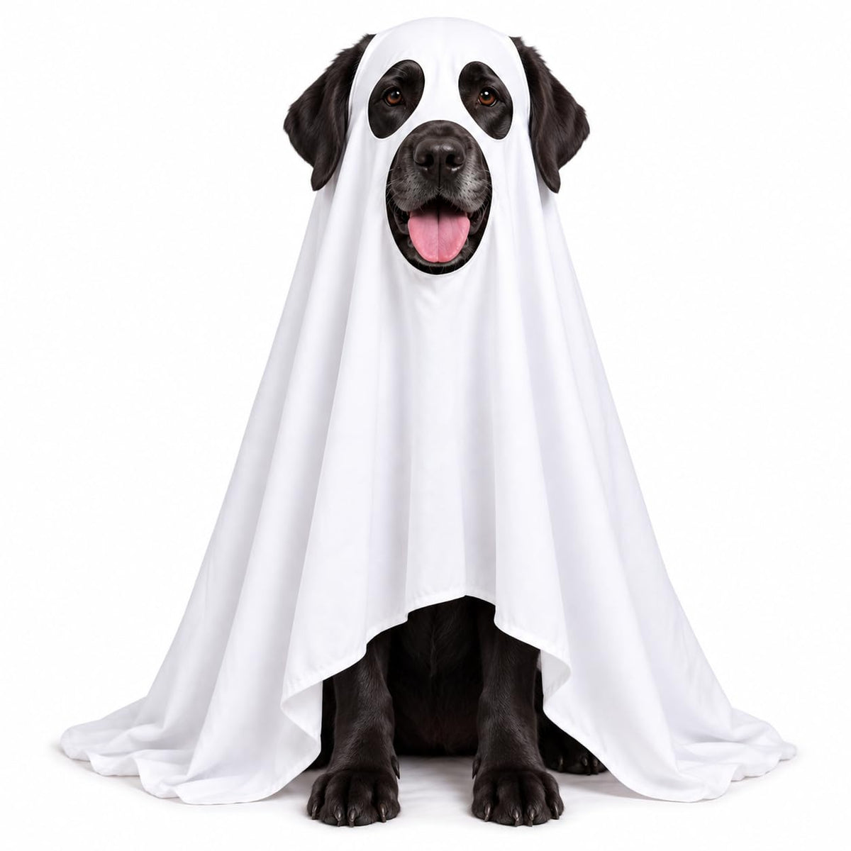 Halloween Ghost Dog Costume Glow Eyes Breathable Outfit for Medium Dogs
