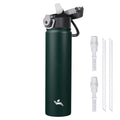 Konokyo 18 oz Insulated Water Bottle with Straw Lid, Stainless Steel Vacuum Sports Water Bottle, Leak-Proof Reusable Metal Flask with Carry Loop, BPA-Free Travel Bottle for Gym, School, Office