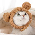 JOICEE Cute Cat Costume Warm Bear Hat Adjustable Small Pet Headwear for Cat