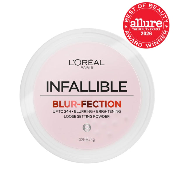 L'Oreal Paris Infallible Blur-fection Longwear Loose Setting Powder, Blurring Face Powder With Up to 24HRs of Wear, Brightening Light Pink, 1 Kit