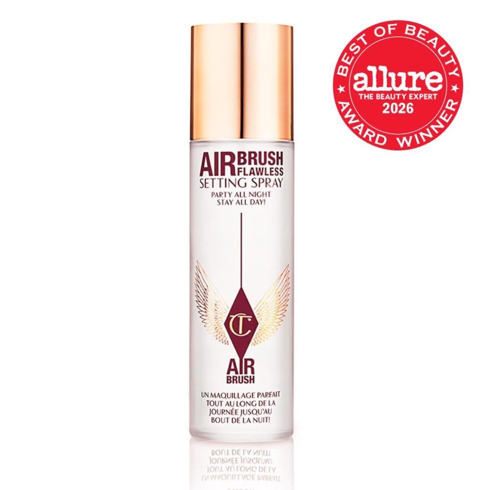 Charlotte Tilbury Airbrush Flawless Setting Spray - Ultra-Fine Hydrating Mist to Prime & Set Makeup Up to 16Hr – Soothes and Blurs Skin, Waterproof, Wedding Makeup