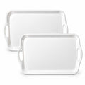 Thanksgiving Serving Trays with Handles, 19 x 11.6 Inch, Set of 2, Bamboo Fiber Serving Platter, Dishwasher Safe, with Removable Silicone Mats, Turkey and Fall Plaid