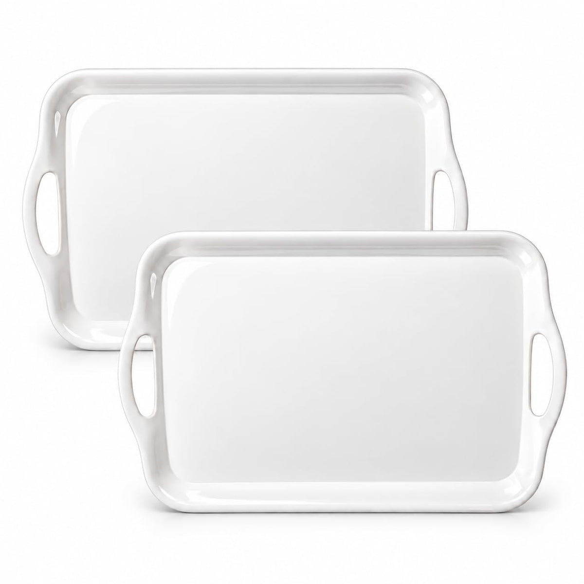 Thanksgiving Serving Trays with Handles, 19 x 11.6 Inch, Set of 2, Bamboo Fiber Serving Platter, Dishwasher Safe, with Removable Silicone Mats, Turkey and Fall Plaid