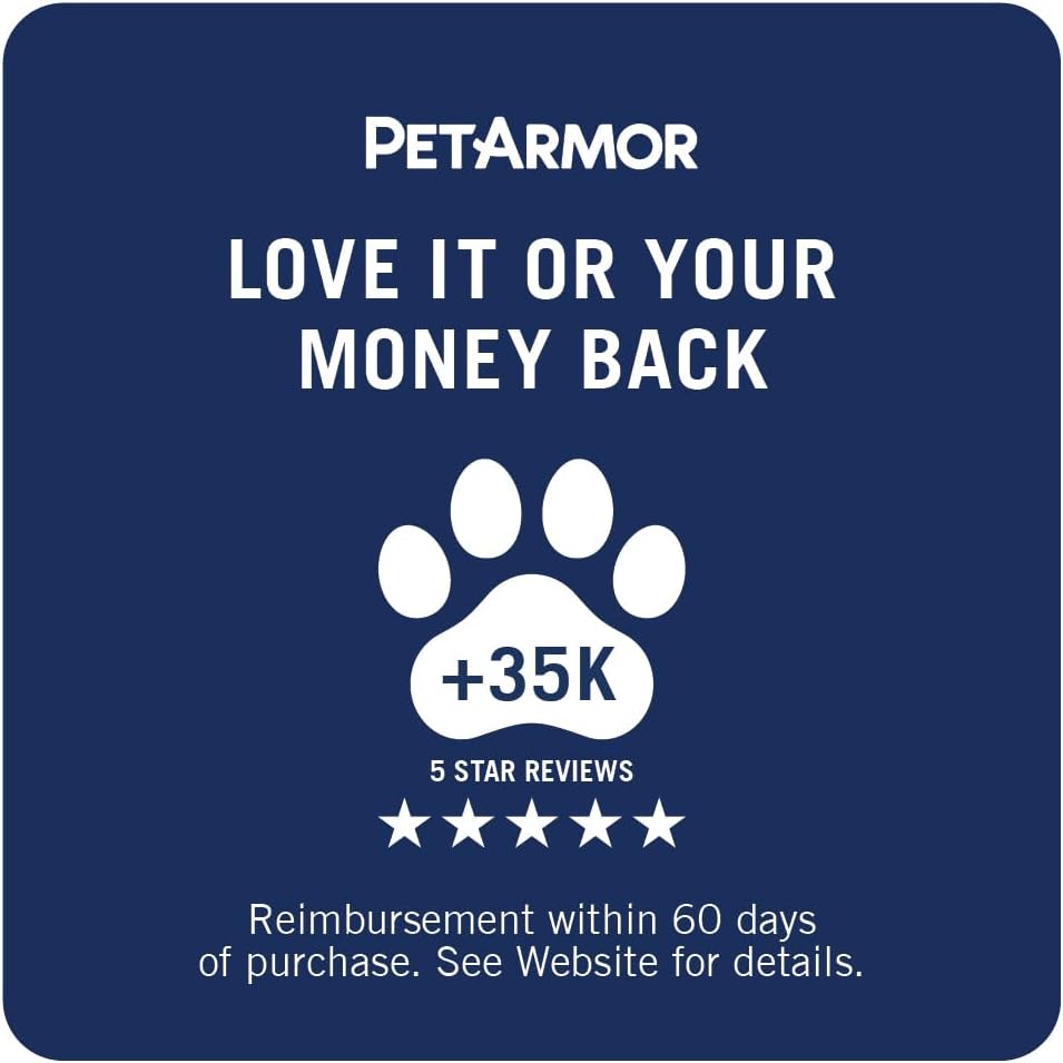 PetArmor Plus Flea & Tick Topical Dogs 45-88 lbs, 6-Month | Ideal for Large Dogs 45-88 lbs; Kills Fleas, Eggs, Larvae, Ticks & Lice; 6-month supply; Waterproof Nose-to-Tail