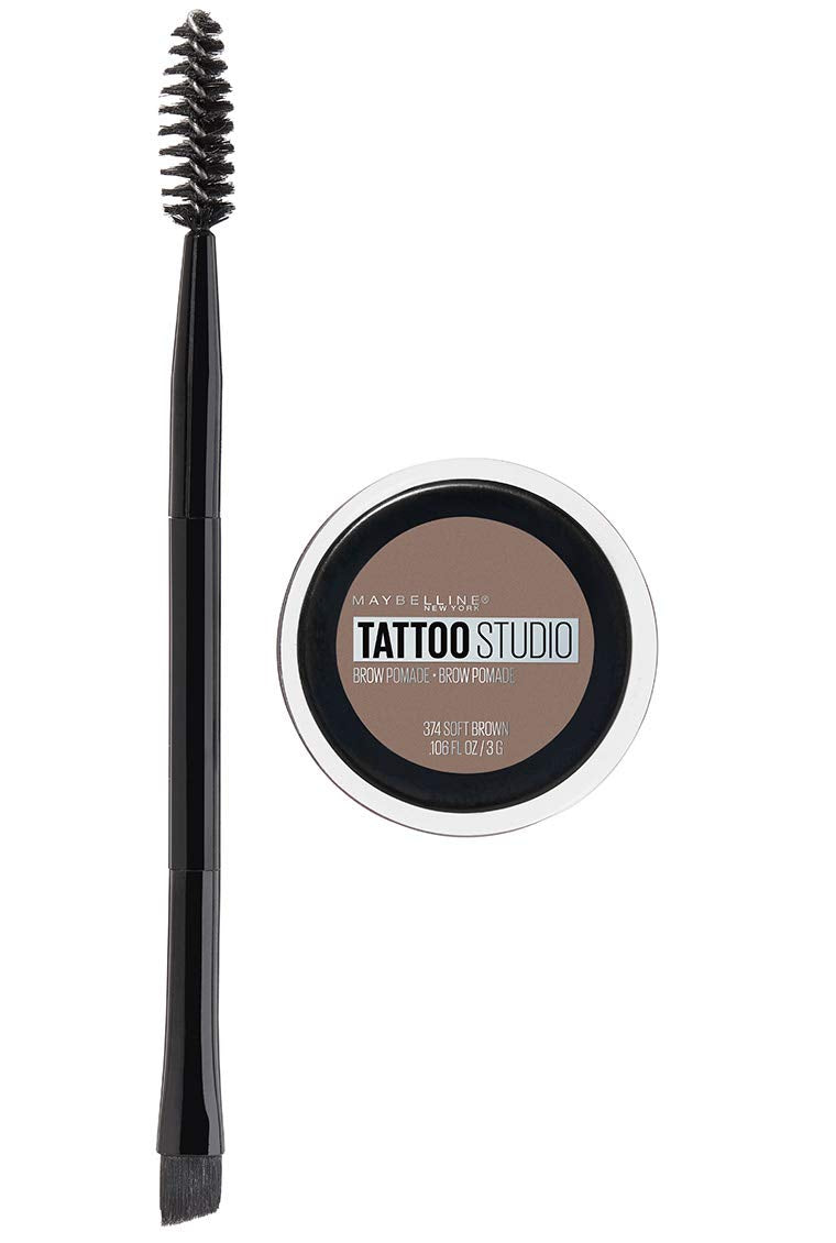 Maybelline TattooStudio Brow Pomade Long Lasting, Buildable, Eyebrow Makeup, Black Brown, 1 Count