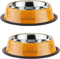 2Pc Stainless Steel Dog Bowls Set - Non-Slip Food and Water Bowl 16 Oz - Dishwasher-Safe, Rust Resistant Steel Pet Bowls for Small Dogs & Puppies | Durable Dog Feeding Bowl - Orange