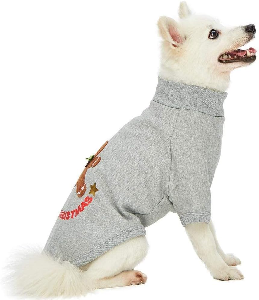 Blueberry Pet Soft & Comfy Merry Christmas Holiday Festive Gingerbread Man Pullover Turtleneck Fall Winter Dog Sweatshirt Coat, Back Length 10", Warm Clothes for Small Dogs