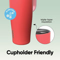 Owala FreeSip Tumbler Insulated Stainless Steel Water Bottle with Built-in Straw and Side Handle, For Travel, Work, School, and Sports, 40oz, BPA Free, Leak Proof, Strawberry Fields