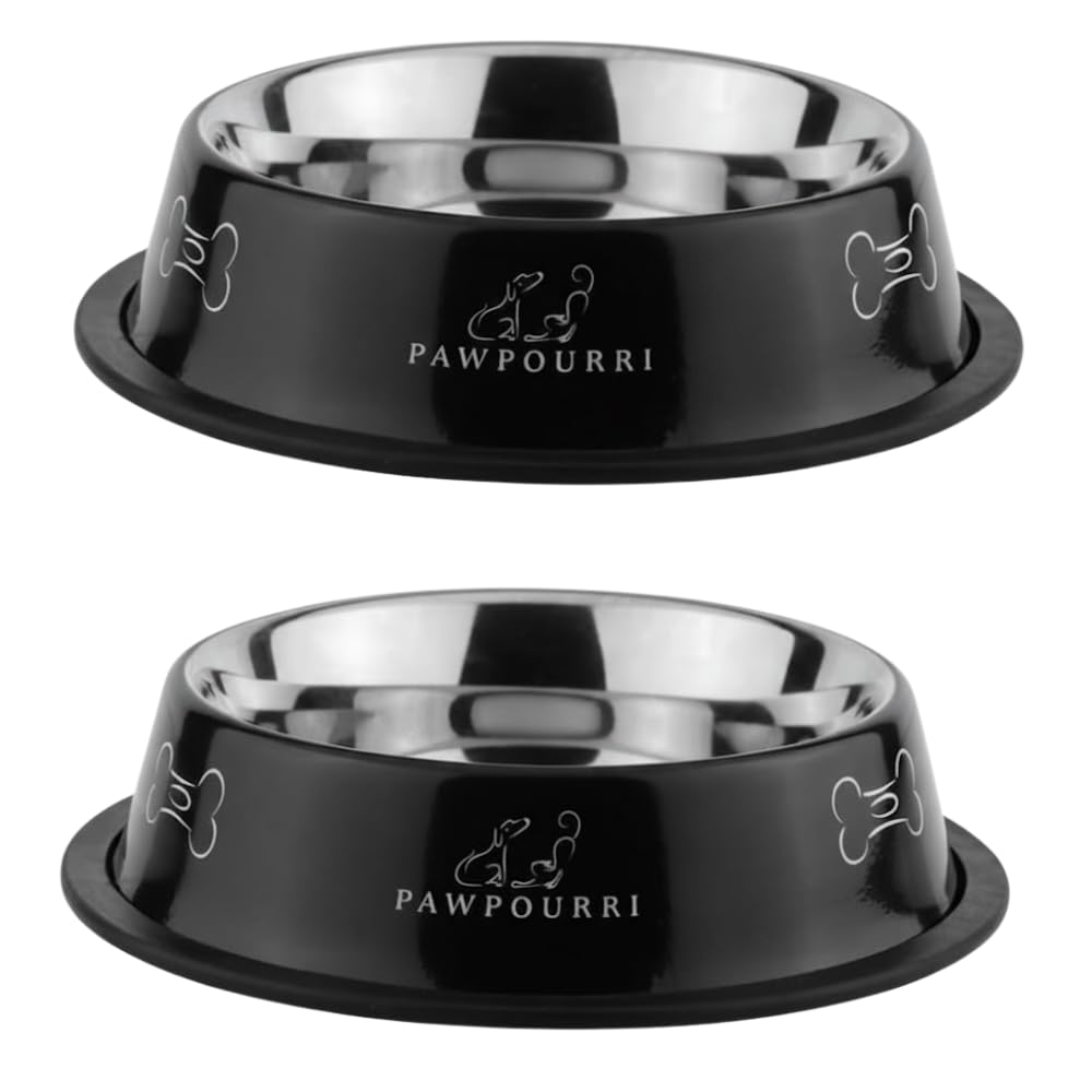 2Pc Stainless Steel Dog Bowls Set - Non-Slip Food and Water Bowl 16 Oz - Dishwasher-Safe, Rust Resistant Steel Pet Bowls for Small Dogs & Puppies | Durable Dog Feeding Bowl - Orange
