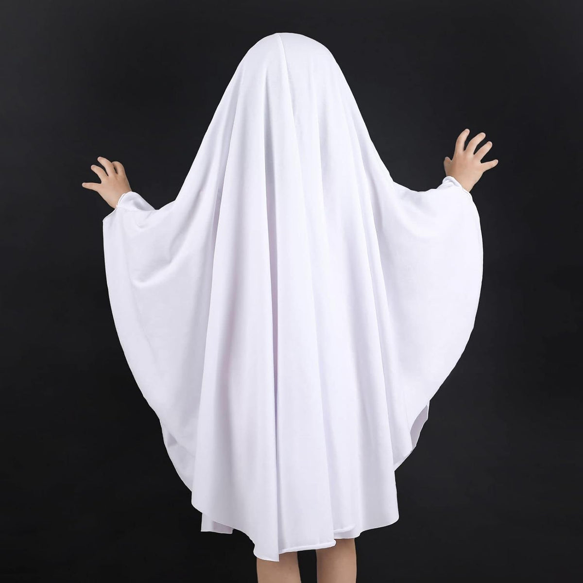 Noubeau Unisex Kid Ghost Costume Girl Halloween Fancy Dress Cosplay Boy White Boo Ghost Cloak Child Spooky Trick-or-Treating(White,3-5 Years)