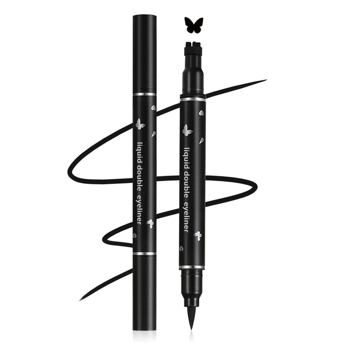 5PCS Double-headed Liquid Winged Black Eyeliner Stamp Pen Set | Eye Liner Pencil Long-lasting Waterproof, Stamp Eyeliner Set for Eye Makeup - Star, Heart, Flower, Butterfly, Triangle