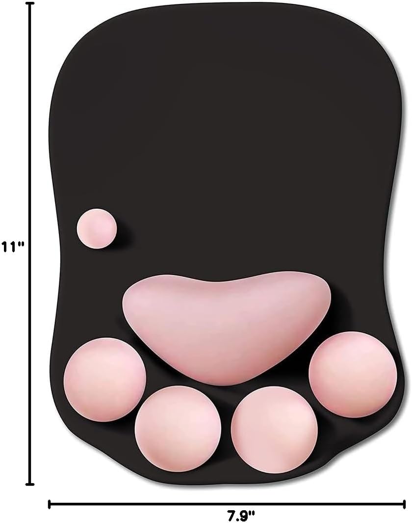 WESAPPINC Cat Paw Mouse Pad with Wrist Support Soft Silicone Wrist Rests Non Slip Ergonomic Mousepad for Office Computer Gaming Desk Decor (10.7x7.8x0.9'') (Black Cherry), large