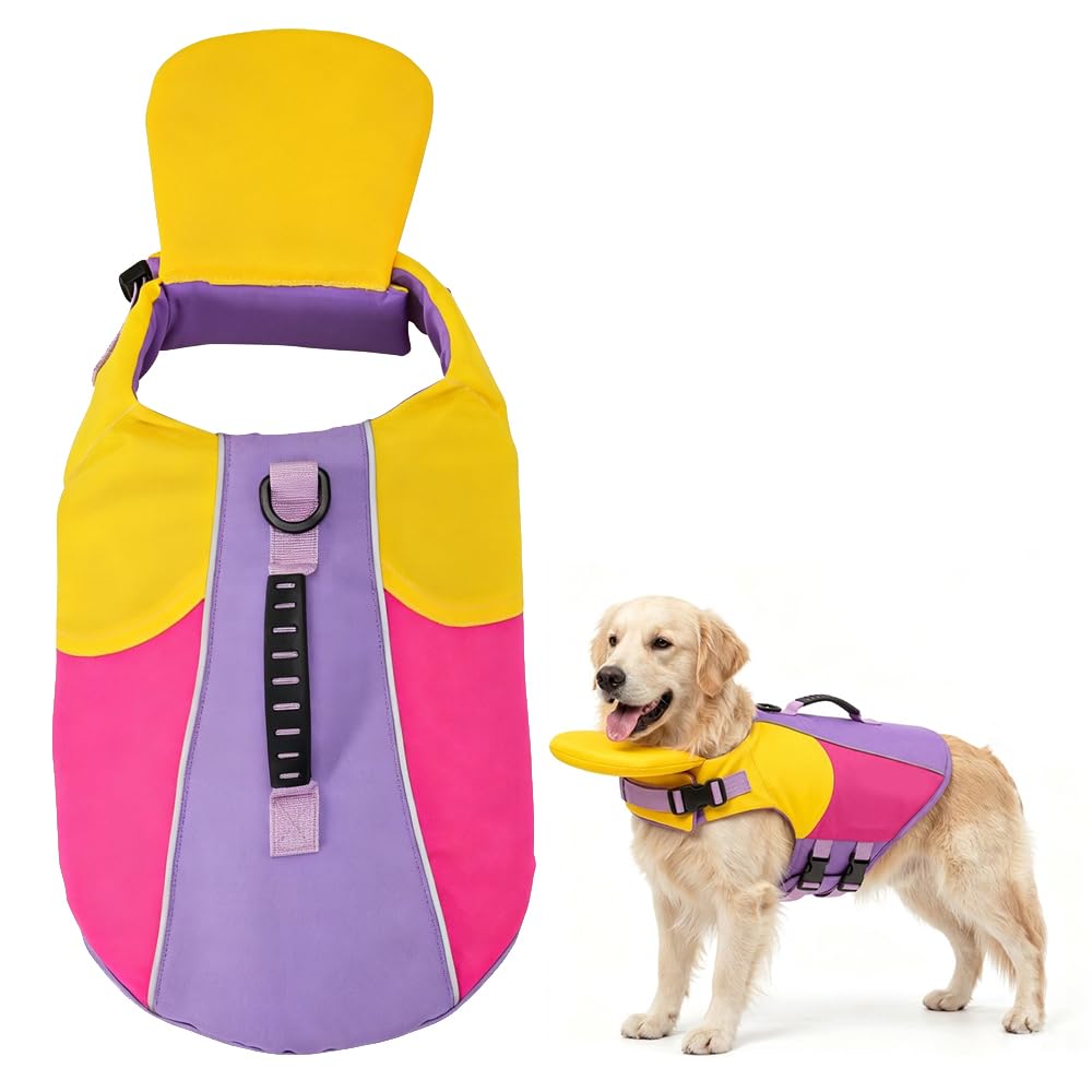 Dog Life Jacket with Chin Float, 2026 New Front Float Dog Life Jacket with Chin Support for Pool Boating, Dog Life Jackets with Head Support for French Bulldog (A, X-Small)