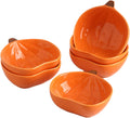 Orange Pumpkin Bowls, 6 oz Ceramic Ramekins, Set of 6