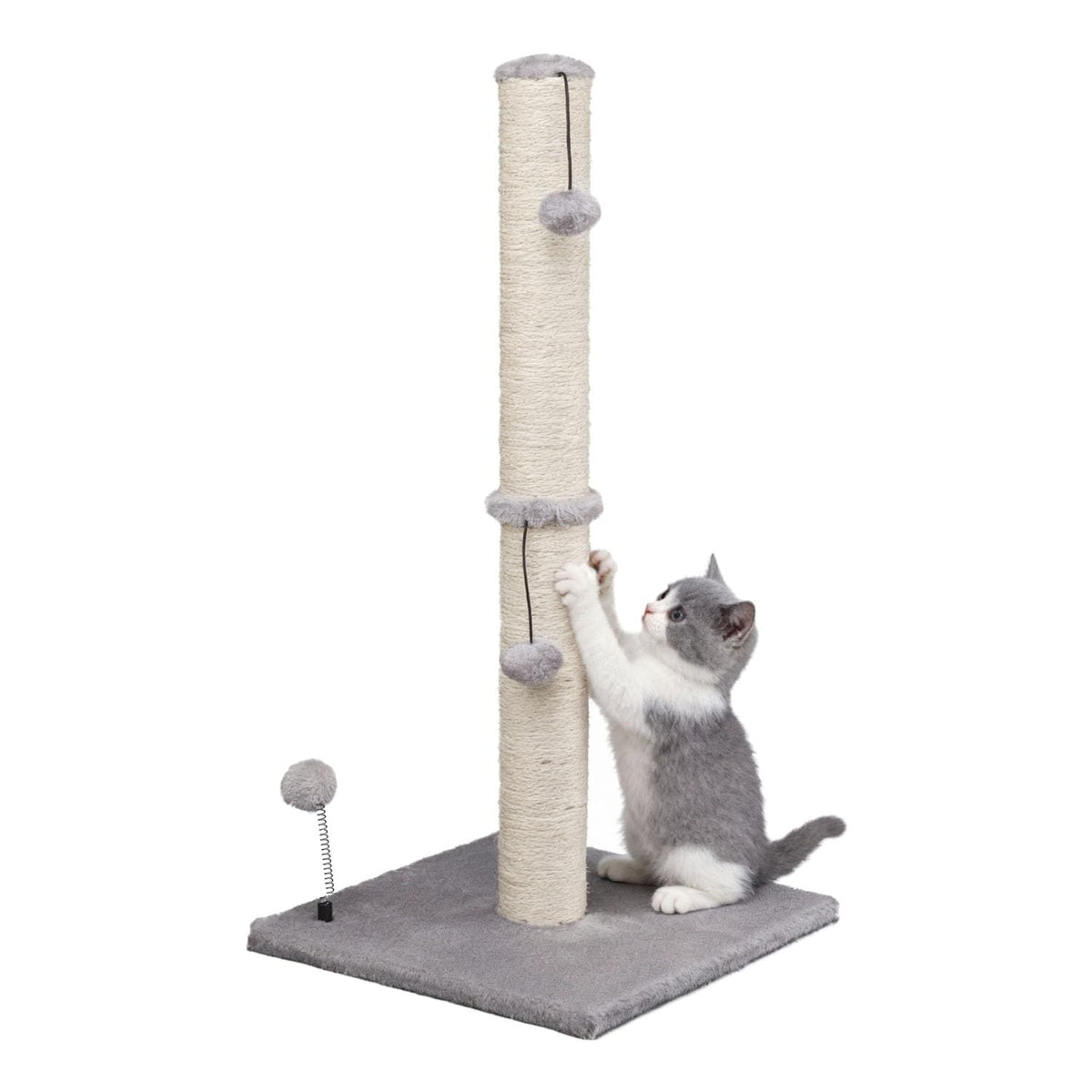 MECOOL 34” Tall Cat Scratching Post Premium Basics Kitten Scratcher Sisal Scratch Posts Trees with Hanging Ball for Indoor Cats, Beige