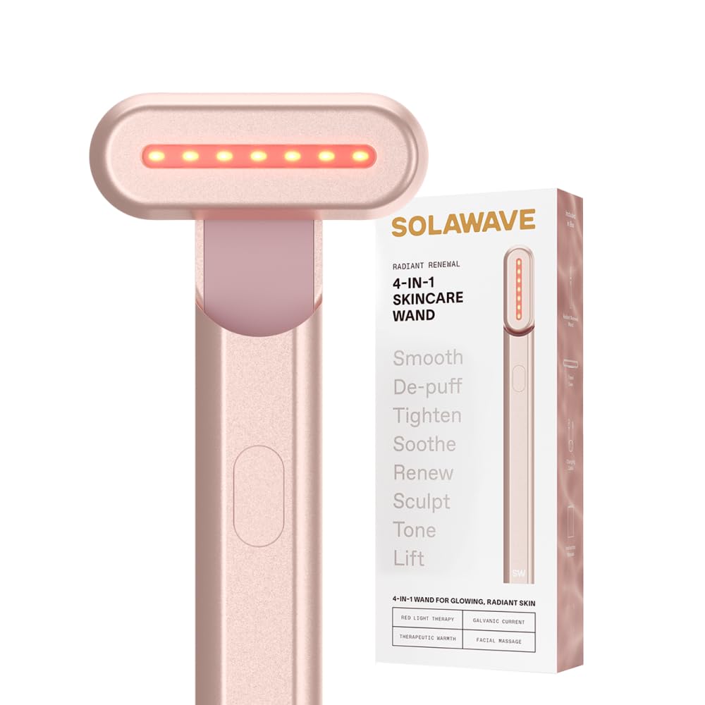 Solawave 4-in-1 Red Light Therapy Wand for Face & Neck | Beauty Device with Galvanic Current, Massager & Warmth | Anti-Aging, Wrinkle Reduction, Skin Tightening, Depuffing & Rejuvenation (Ombre)